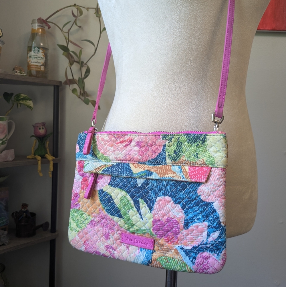 Vera Bradley Quilted Floral Crossbody in Pink, Blue and Green